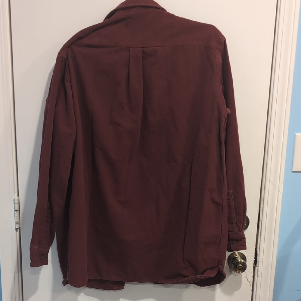 L.L. Bean Maroon Heavyweight Cotton Men's XL Tall Button Down L/S Shirt Shacket - Picture 4 of 5